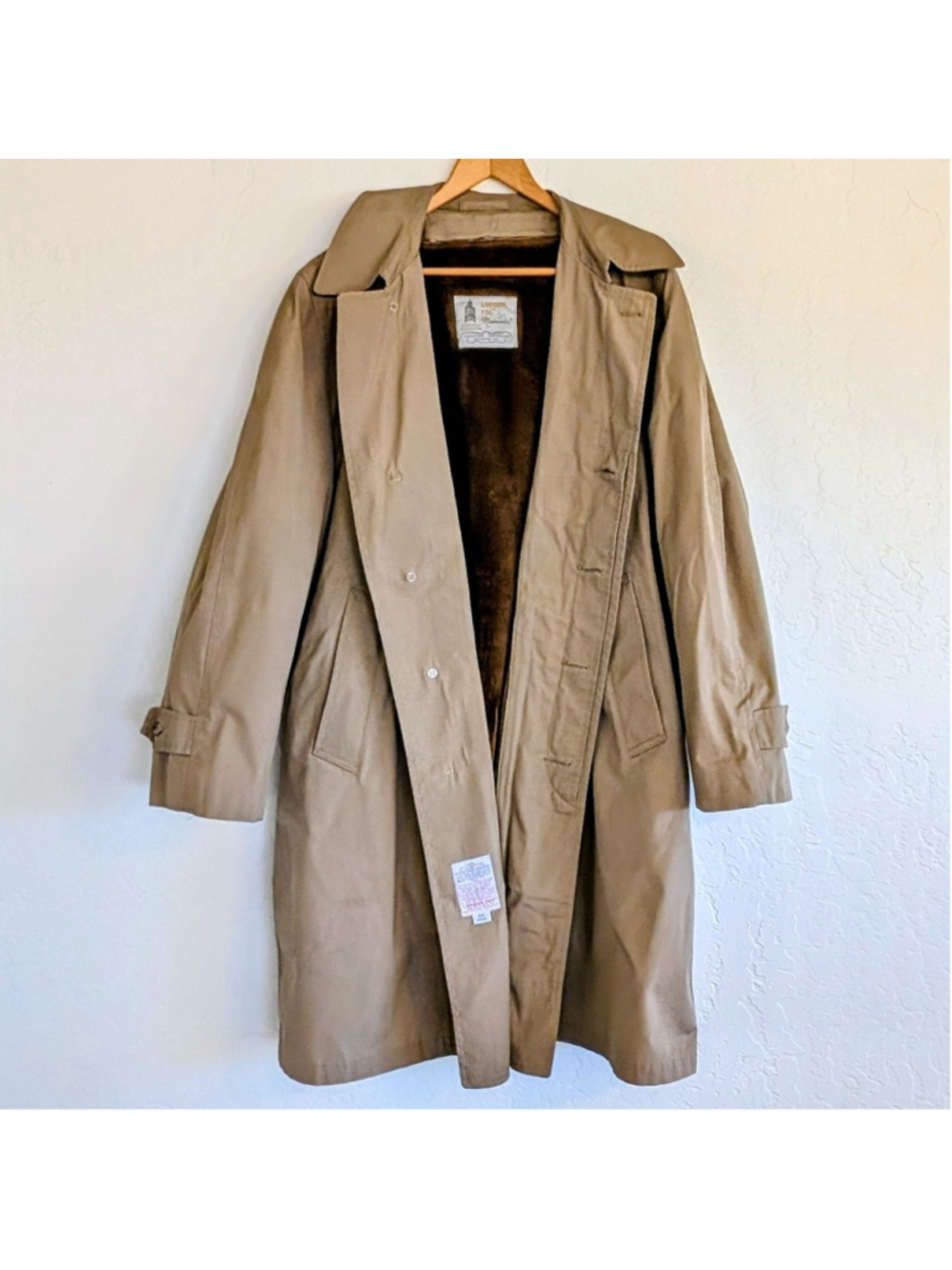 VTG London Fog Maincoats Tan Trench Coat Classic Tailored Overcoat Raincoat - Picture 2 of 16